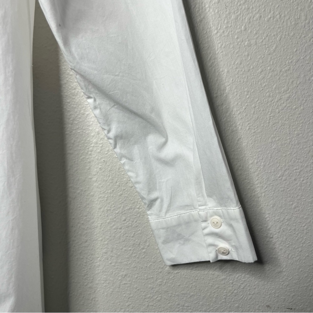 Luukaa White Cotton Poplin Asymmetrical Button Down Shirt Tunic Lagenlook Layer - Picture 8 of 10